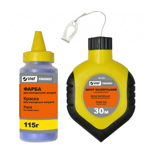 Шнур малярный (резиновый корп.) 30м + порошок красный • 04-334