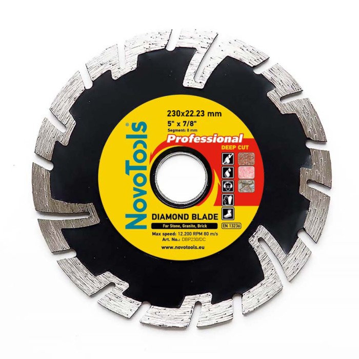 22-906 Алм. диск ГЛИБОКИЙ РІЗ 230 *8*22.23 (NovoTool Profi)