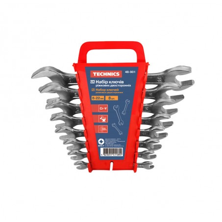 Набор ключей рожковых двусторонних Cr-V.8 шт.(6-22 мм) • 48-901